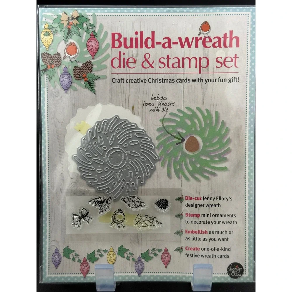 Jennifer Ellory Papercraft Inspirations Build-a-Wreath Die and Stamp Set Holiday